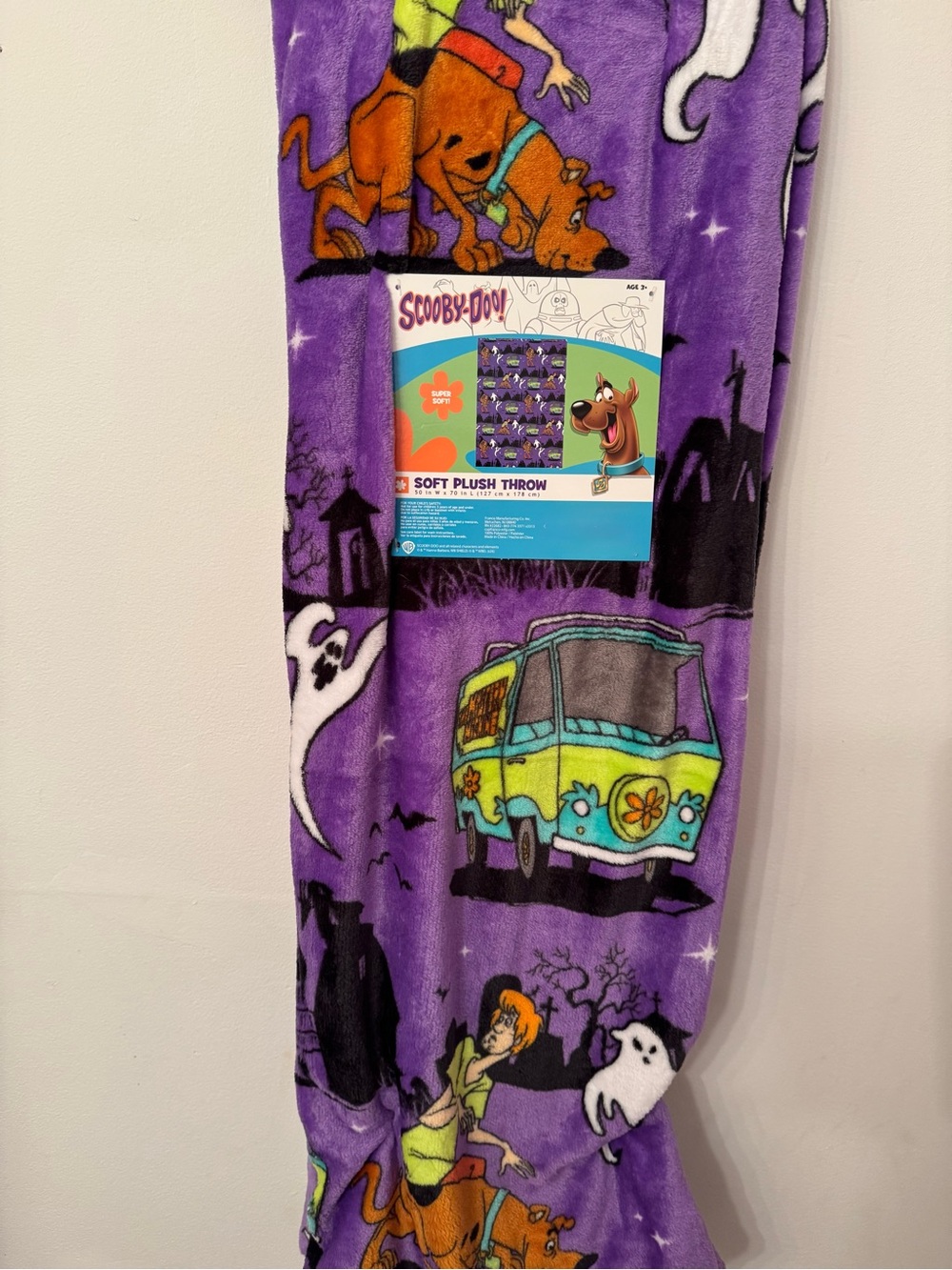 Scooby-Doo Halloween Soft Plush Throw Blanket Purple Mystery Machine